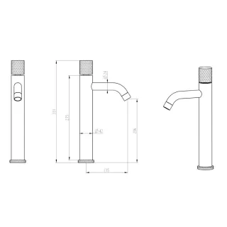 Смеситель для раковины Boheme Stick Diamond 122-GM оружейная сталь